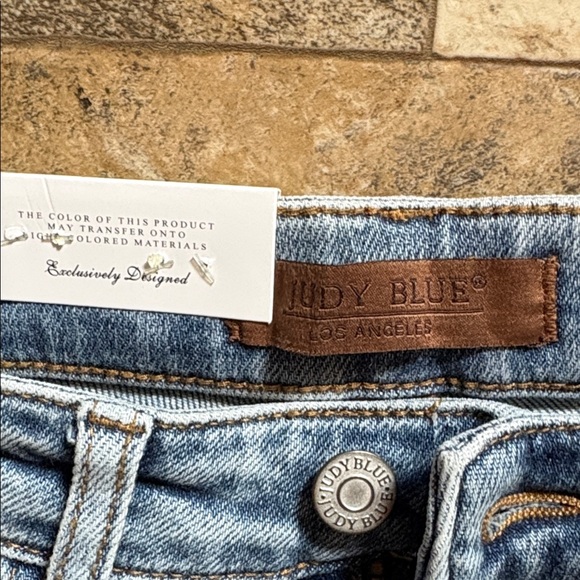 Judy Blue Distressed Straight Leg Jeans - Light Blue Rigid front - Picture 2 of 13